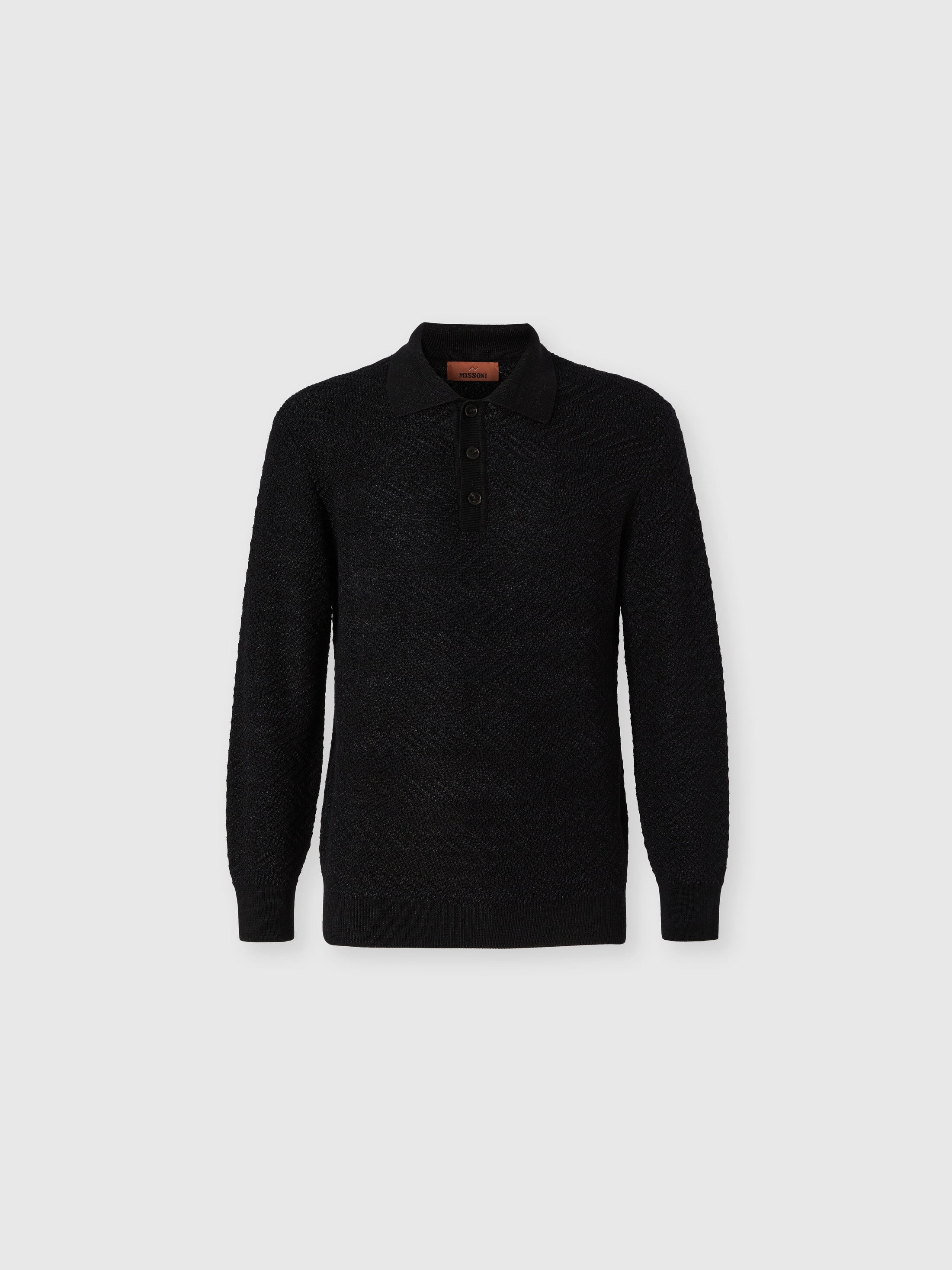 Missoni - Polo manches longues en coton et laine chevron Homme Gris Taille 50 750 €