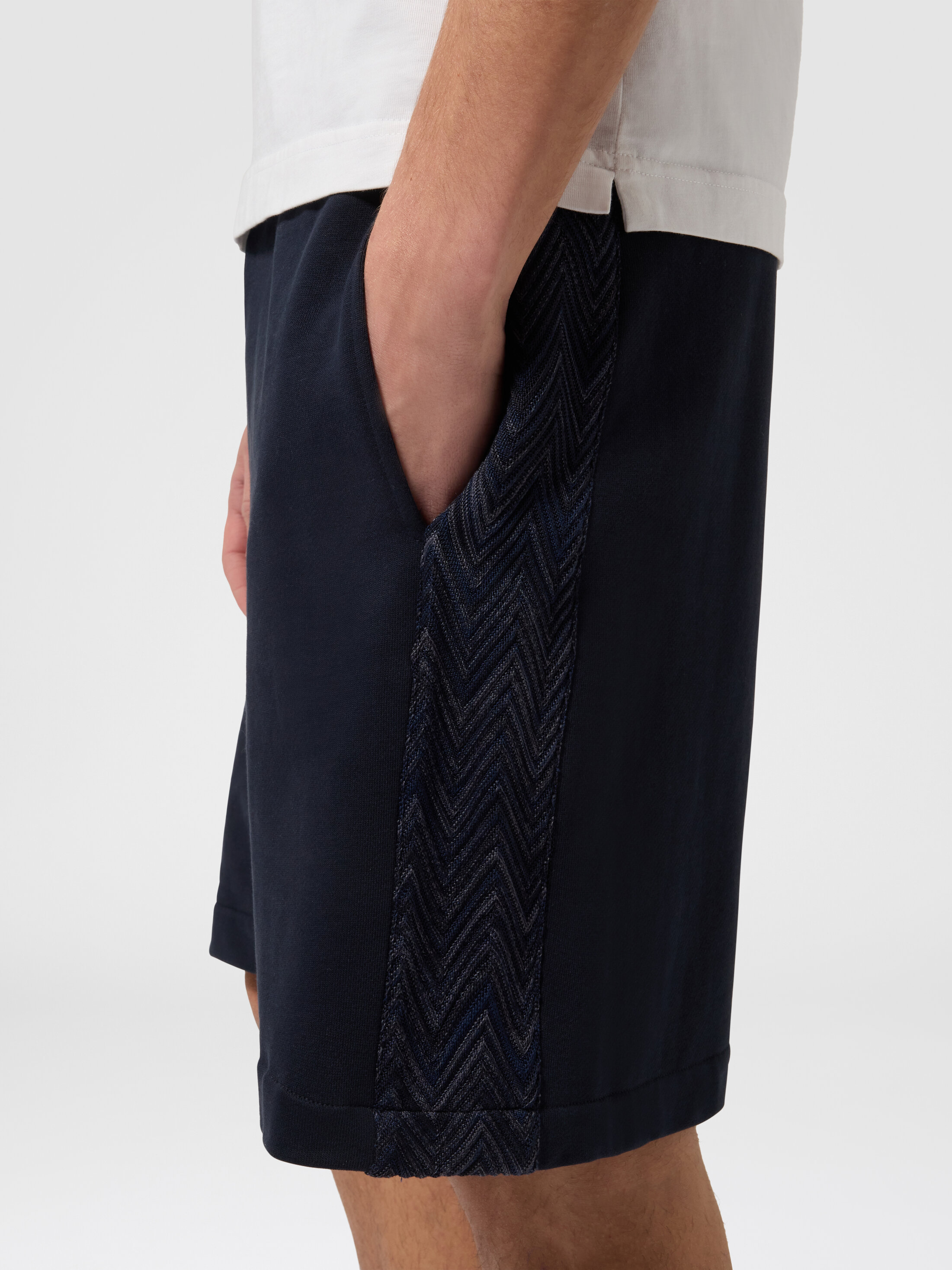 Cotton fleece shorts with knit inserts Blue | Missoni