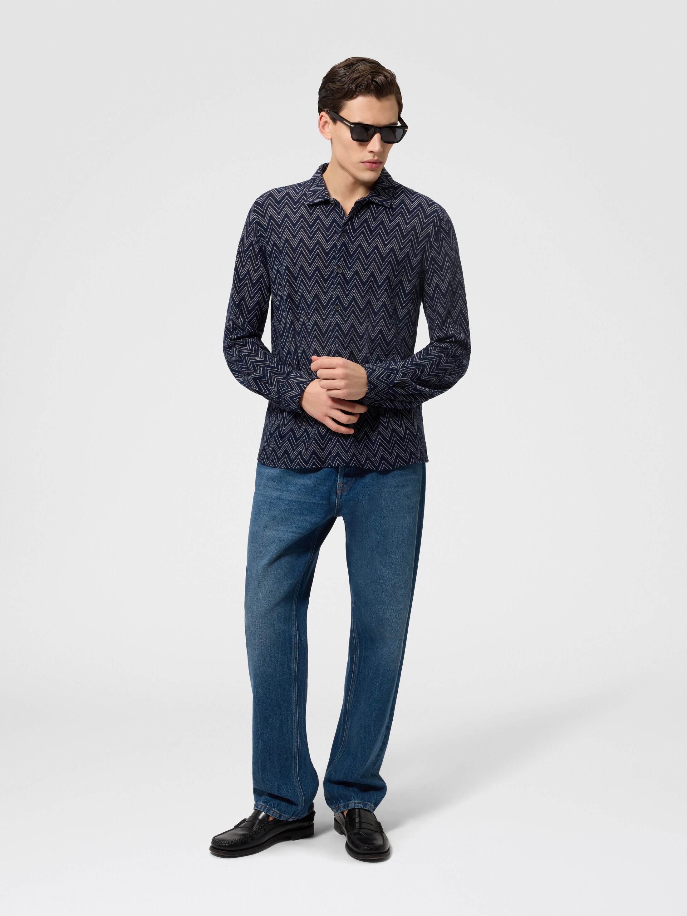 Cashmere zig zag shirt Navy Blue | Missoni