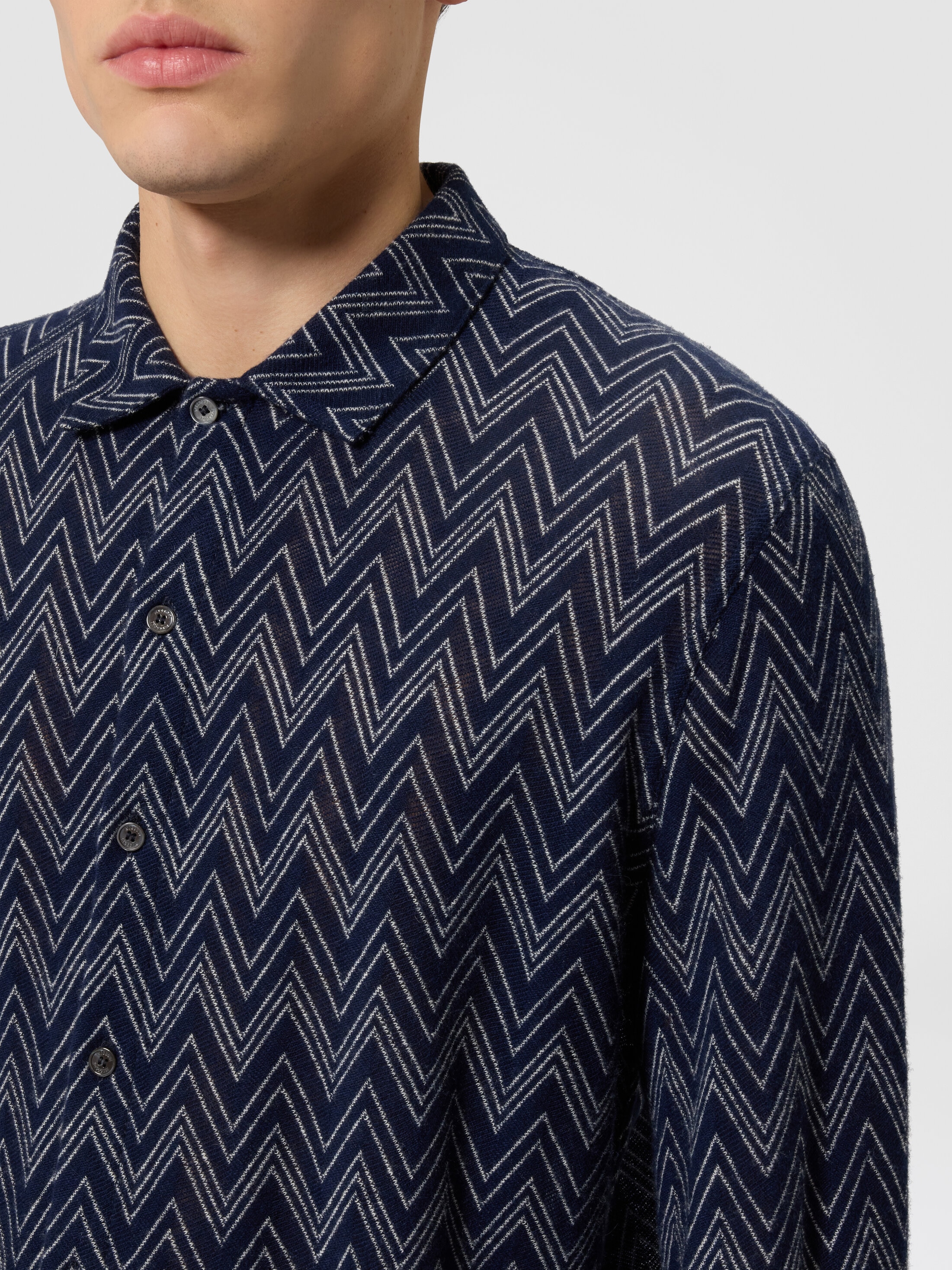 Cashmere zig zag shirt Navy Blue | Missoni