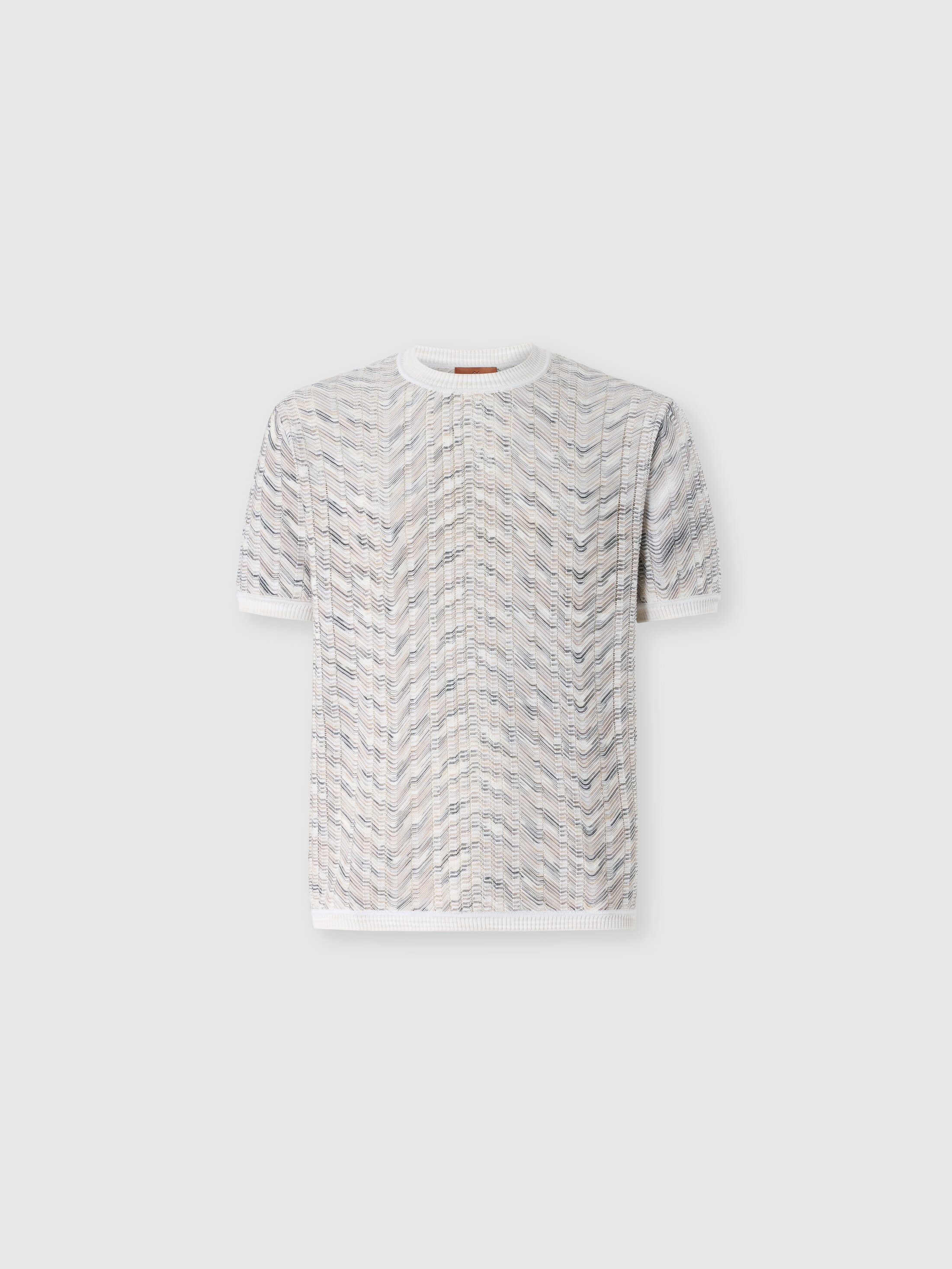 Missoni - T-shirt en maille ajoure de coton et viscose Homme Blanc Beige Taille 48 590 €