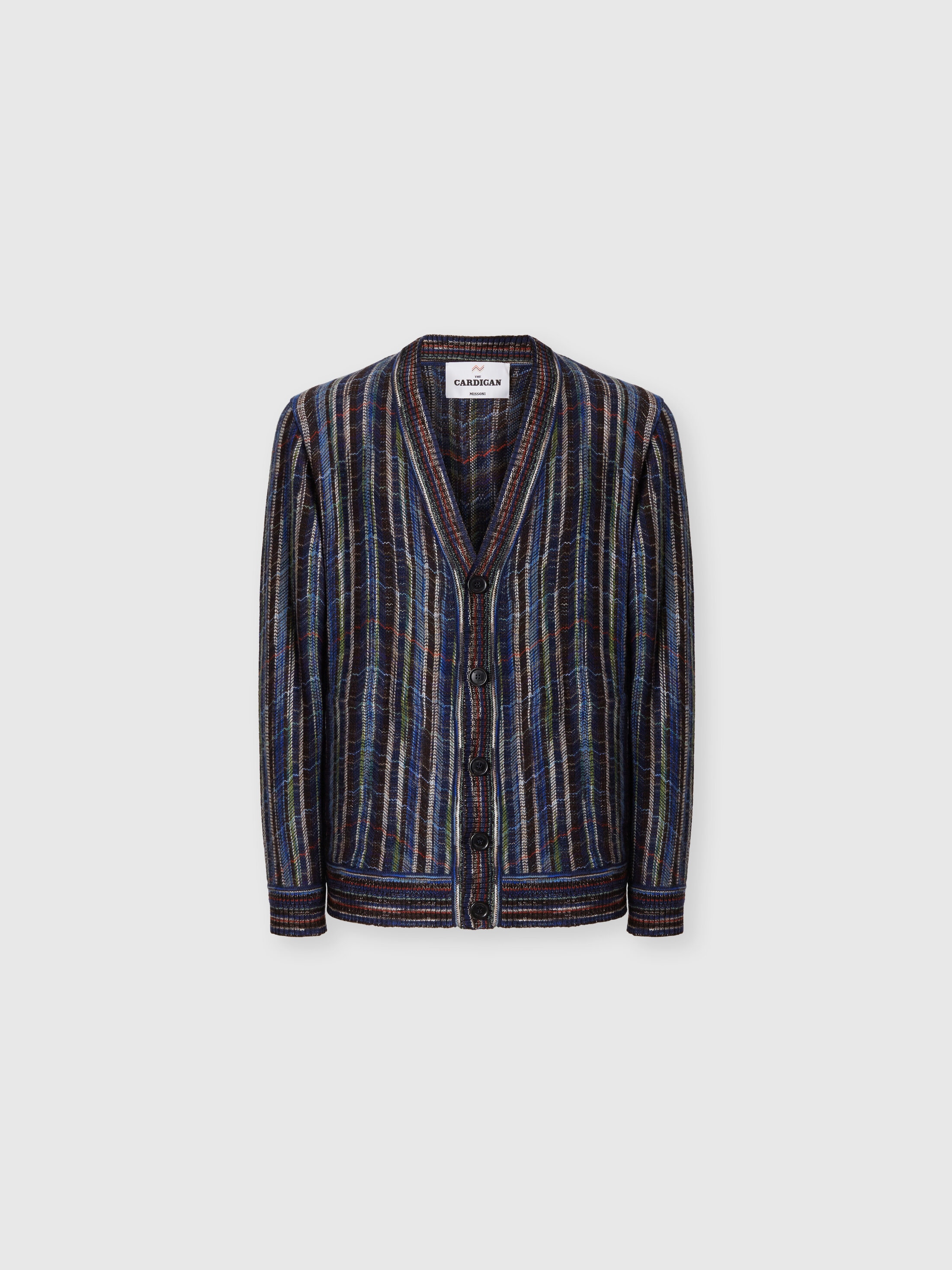 Missoni - Cardigan en laine et viscose avec poches latrales Homme Bleu Multicolore Taille L 1390 €