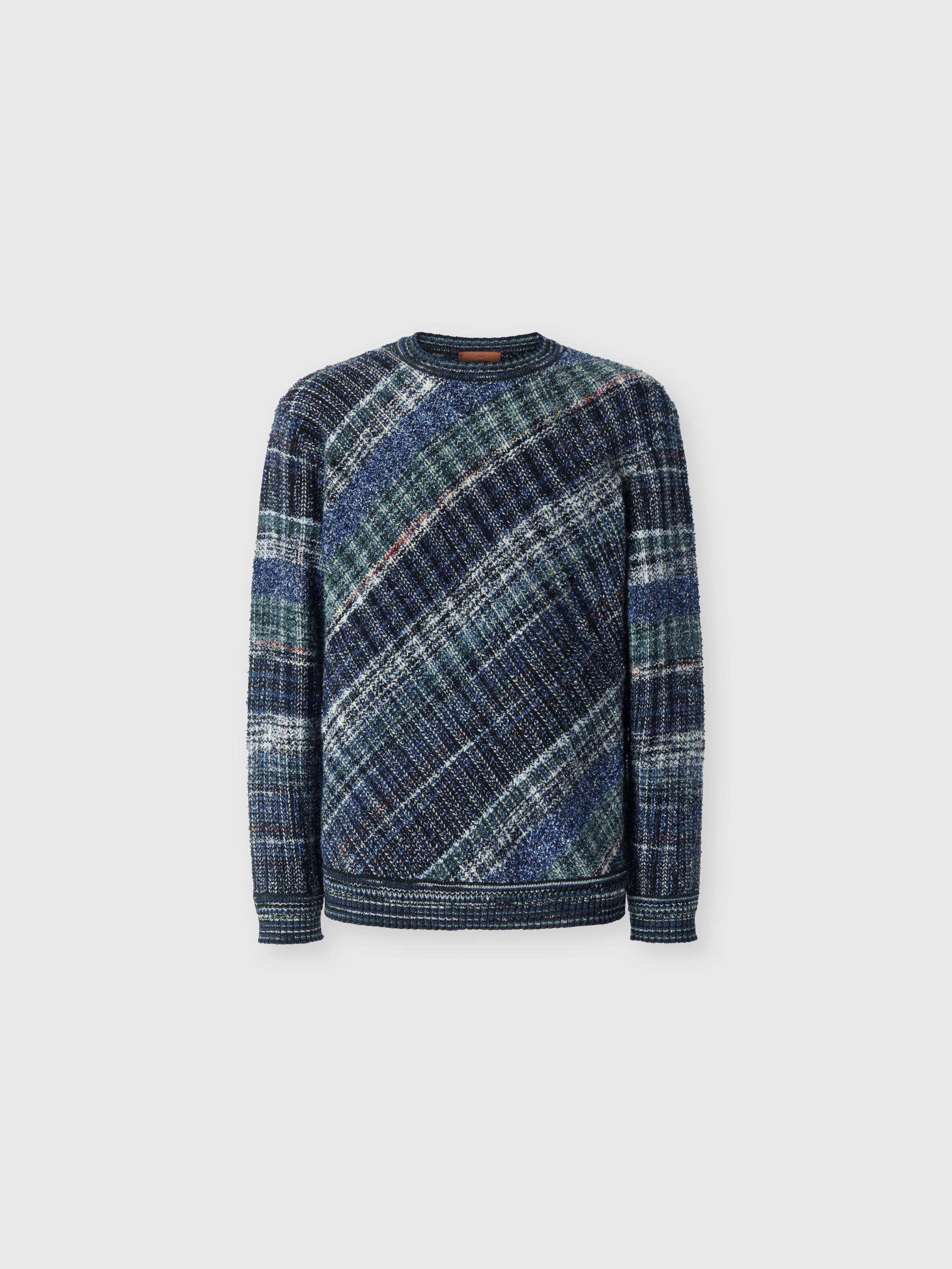 Missoni - Pull en mlange de laine avec macro-check Homme Bleu Fonc Taille 52 1190 €