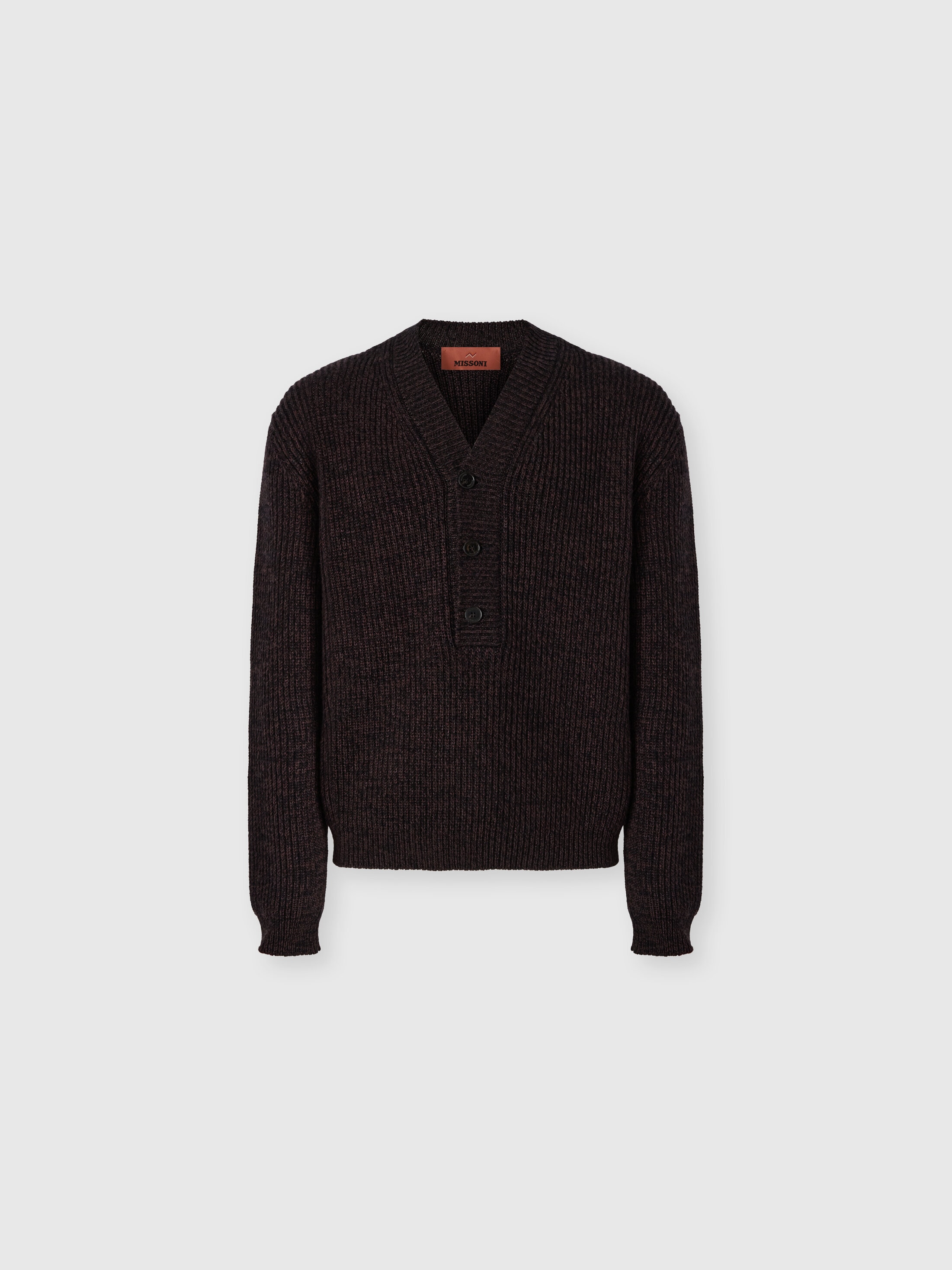 Missoni - Pull col V en laine et viscose mlange Homme Brun Taille 48 850 €