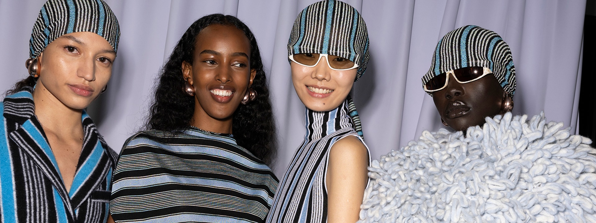 A group of model is wearing outfits from the new FW24 show collection