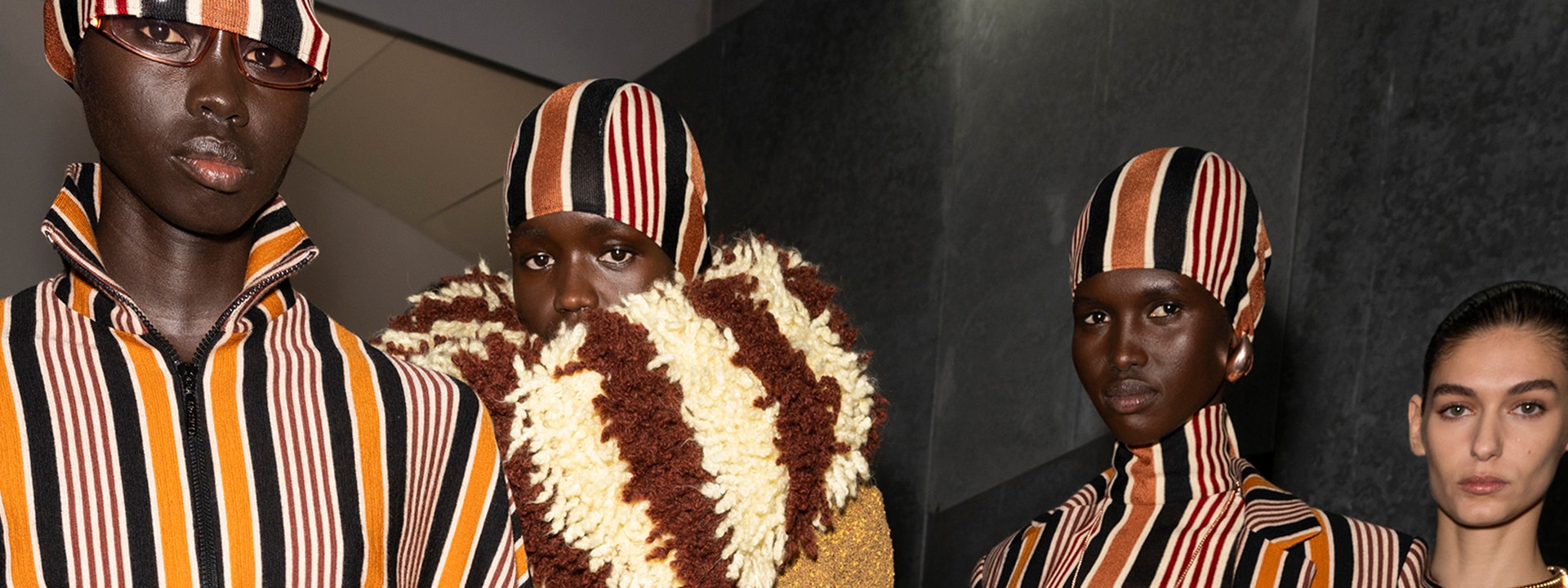 A group of model is wearing outfits from the new FW24 show collection