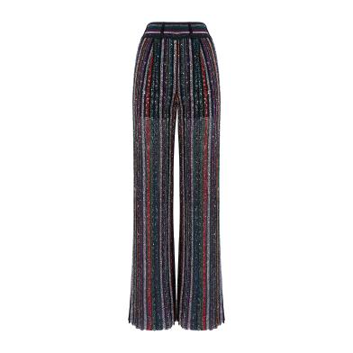 Long pants in herringbone stripe knit