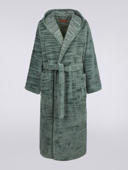 Allan slub cotton terry hooded bathrobe, Multicoloured  - 1A3AC99706651