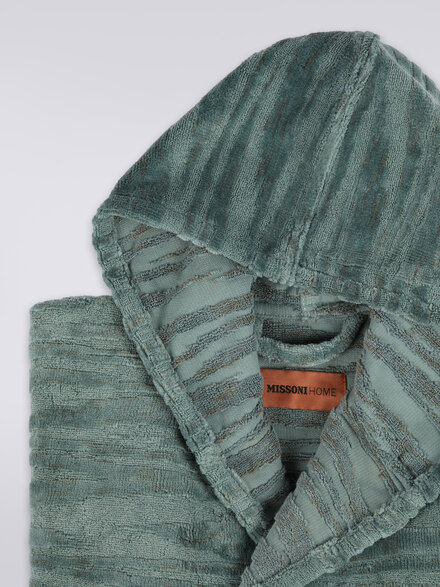 Allan slub cotton terry hooded bathrobe, Multicoloured  - 1A3AC99706651