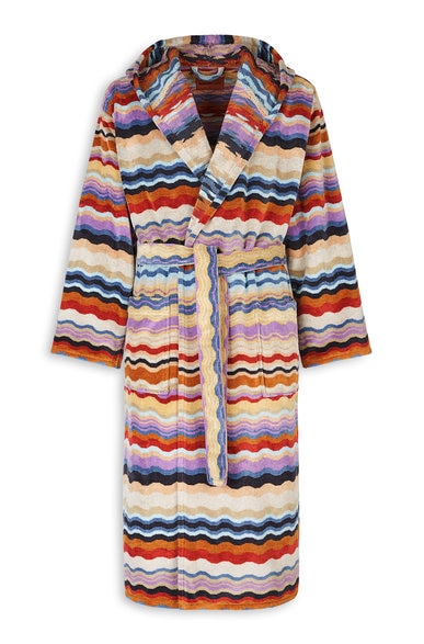 Bonnie terry cotton bathrobe with wave pattern, Multicoloured  - 1B3AC99704149