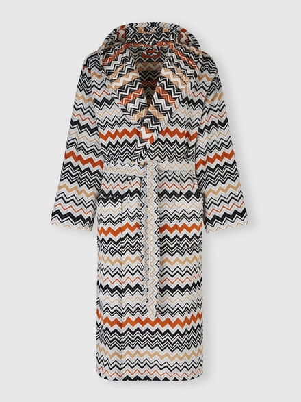 Bernard bathrobe in cotton terry with zigzag pattern, Multicoloured  - 1B3AC99708160