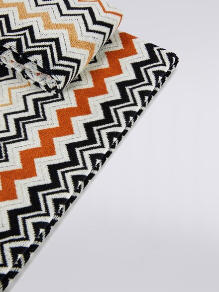 2-piece Bernard bath towel set in chevron cotton terry, Multicoloured  - 1B3SP99838160