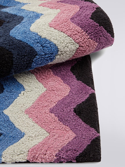 Biagio 90x60 cm cotton zigzag bath mat, Multicoloured  - 1B3SP99862149