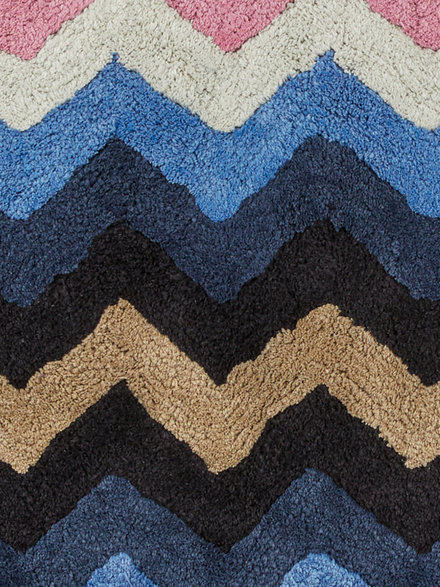 Biagio 90x60 cm cotton zigzag bath mat, Multicoloured  - 1B3SP99862149