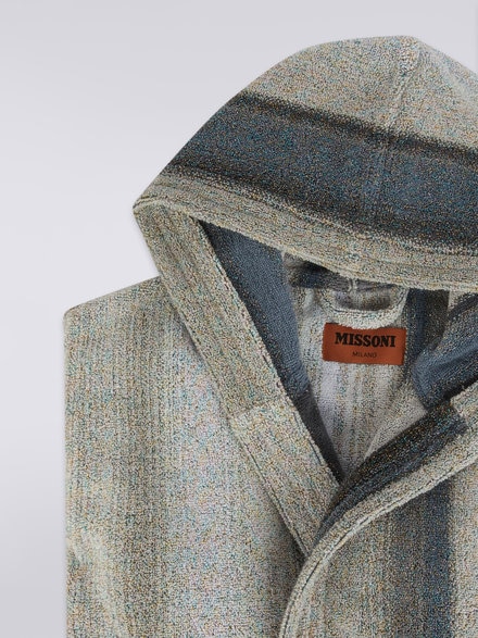 Clancy hooded cotton terry and lurex bathrobe, Black    - 1C3AC99735160