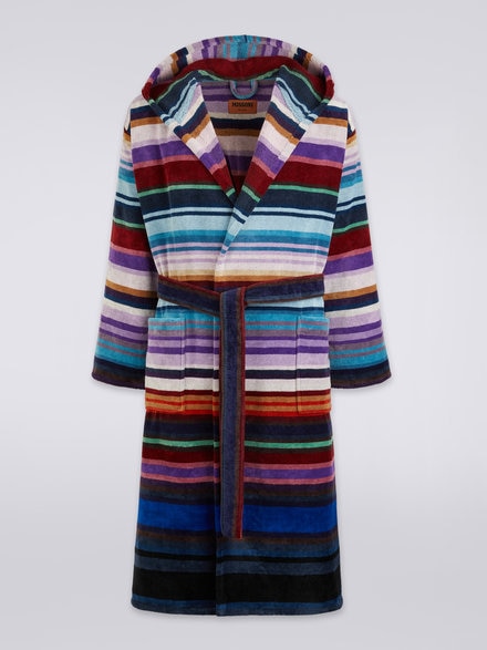 Cesar Hooded Bathrobe, Blue - 1C3AC99742150