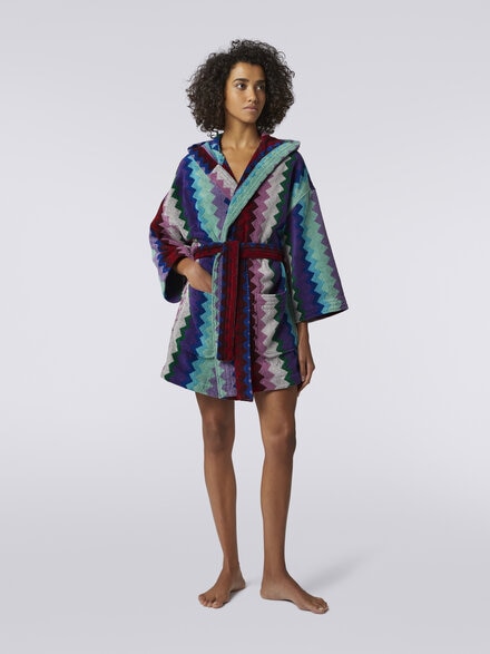 Chantal Hooded Bathrobe, Multicoloured  - 1C3AC99750100