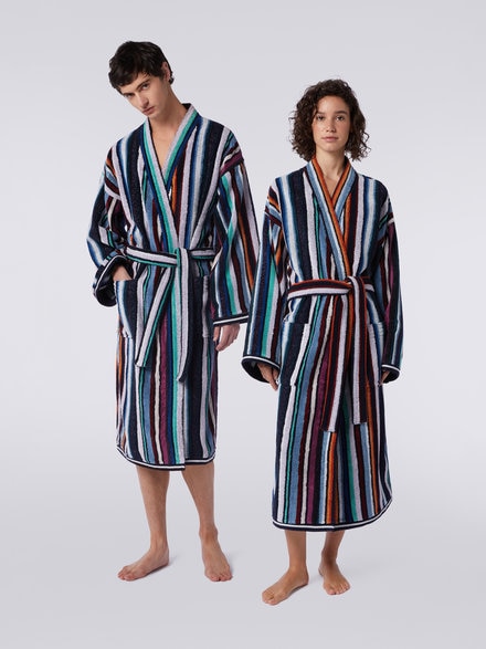 Chandler terry bathrobe with lurex, Blue - 1C3AC99760150