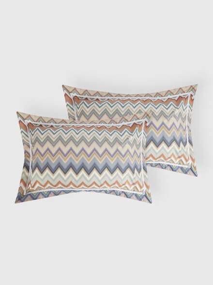 Pair of cotton pillowcases in cotton chevron, Black    - 1C3LF00055160