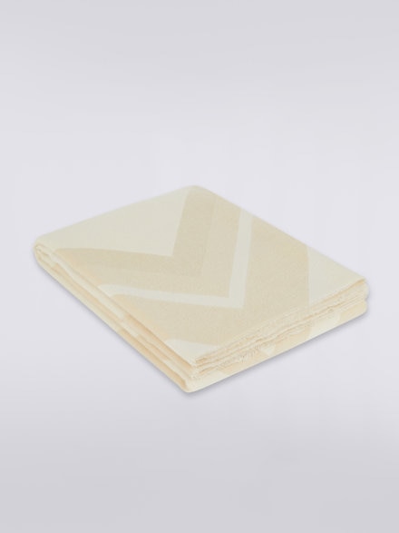 Cornelio 130x190 cm plaid blanket in zigzag wool, White  - 1C3PL9900748