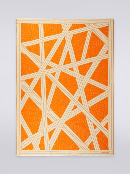 Nastri 135x190 cm wool, cashmere and silk plaid blanket, Orange - 1C3PL99009591