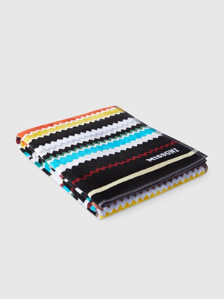 Curt 100x180 cm beach towel in zigzag cotton terry cloth, Multicoloured  - 1C3SP99827100
