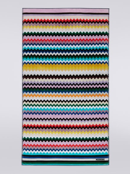 Carlie 100x180 cm chevron cotton terry beach towel, Multicoloured  - 1C3SP99828100