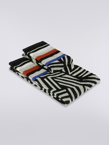 2-piece set of Calista cotton bath towels with geometric pattern, Red  - 1C3SP99834156