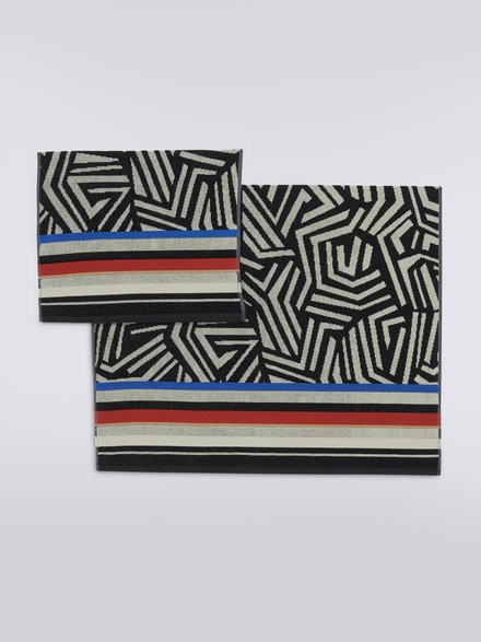 2-piece set of Calista cotton bath towels with geometric pattern, Red  - 1C3SP99834156