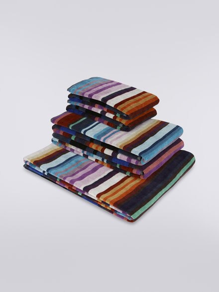 Cesar 5-piece set of striped cotton bath towels, Blue - 1C3SP99845150
