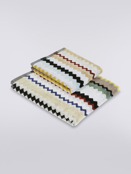 2-piece Curt bath towel set in chevron cotton terry, Black    - 1C3SP99864160