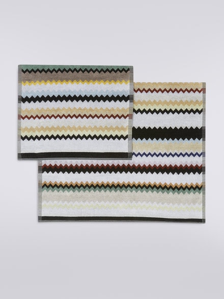 2-piece Curt bath towel set in chevron cotton terry, Black    - 1C3SP99864160