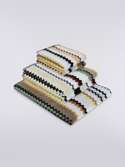 5-piece Curt bath towel set in chevron cotton terry, Black    - 1C3SP99865160