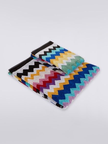 Cyrus two-piece set of chevron cotton terry bath towels, Multicoloured  - 1C3SP99889100