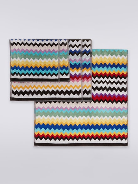 Cyrus 5-piece set of chevron cotton terry bath towels, Multicoloured  - 1C3SP99890100