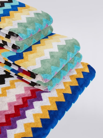 Cyrus 5-piece set of chevron cotton terry bath towels, Multicoloured  - 1C3SP99890100