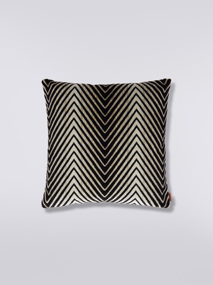 Ziggy 40x40 cm viscose blend zigzag cushion, Black & White - 1C4CU00732601