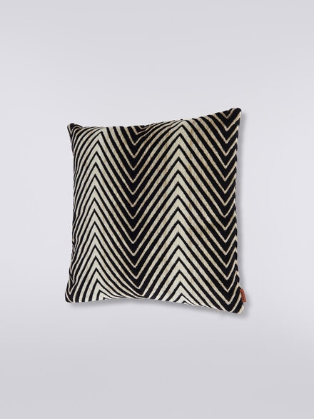 Cojín Ziggy 40×40 cm en mezcla de viscosa zigzag, Negro & Blanco - 1C4CU00732601
