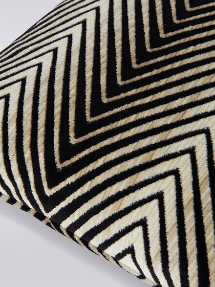 Cojín Ziggy 40×40 cm en mezcla de viscosa zigzag, Negro & Blanco - 1C4CU00732601