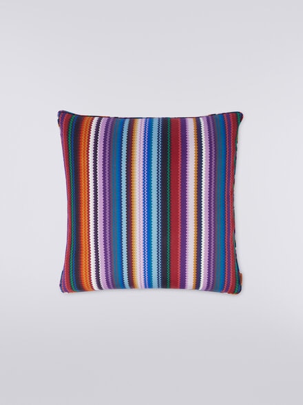 40x40 cm Shangai wool satin cushion with zig zag print, Blue - 1C4CU00745150