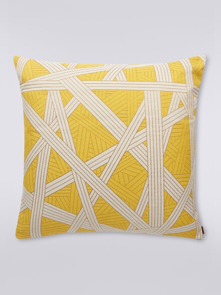 Coussin Nastri 60x60 cm avec surpiqûres contrastantes, Jaune  - 1C4CU00774531