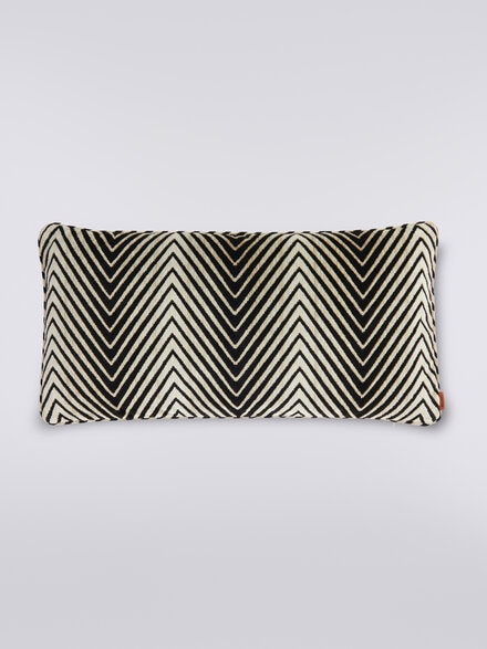 Ziggy 30x60 cm viscose blend zigzag cushion, Black & White - 1C4CU00778601