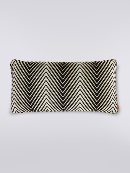 Cojín Ziggy 30×60 cm en mezcla de viscosa zigzag, Negro & Blanco - 1C4CU00778601