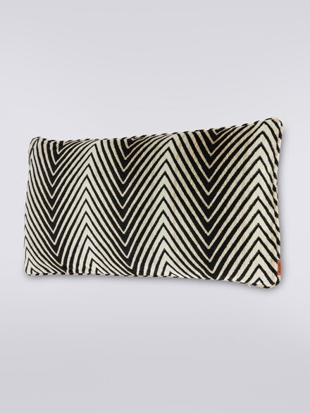 Ziggy 30x60 cm viscose blend zigzag cushion, Black & White - 1C4CU00778601