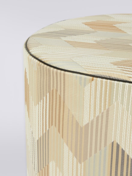Betulla 40x30 cm cylindrical pouffe with chevron pattern and stripes, White  - 1C4LV00002148
