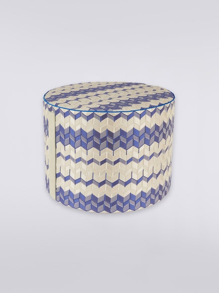 Pouf cylindrique Tread 40x30 cm chevron effet 3D, Bleu - 1C4LV00003501