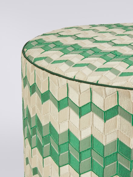 Tread 40x30 cm cylindrical pouffe with 3D effect chevron, Multicoloured  - 1C4LV00003651