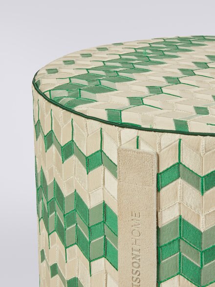 Tread 40x30 cm cylindrical pouffe with 3D effect chevron, Multicoloured  - 1C4LV00003651