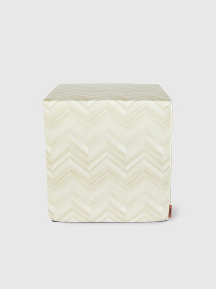 Layers 40x40x40 cm footstool cube in chevron cotton sateen, Brown - 1C4LV0001921