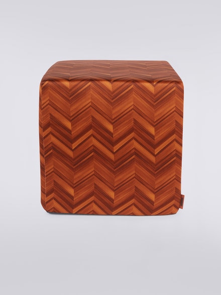 Layers 40x40x40 cm footstool cube in chevron cotton sateen, BRONZE - 1C4LV0001964